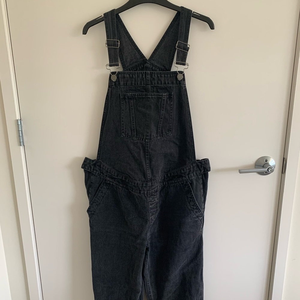 ASOS maternity overalls, black denim, straight leg, size UK 10 (US 6-8)